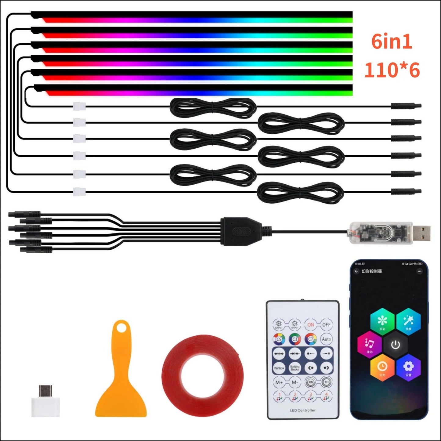 DazzleStore Kumandalı Araba İçi Neon