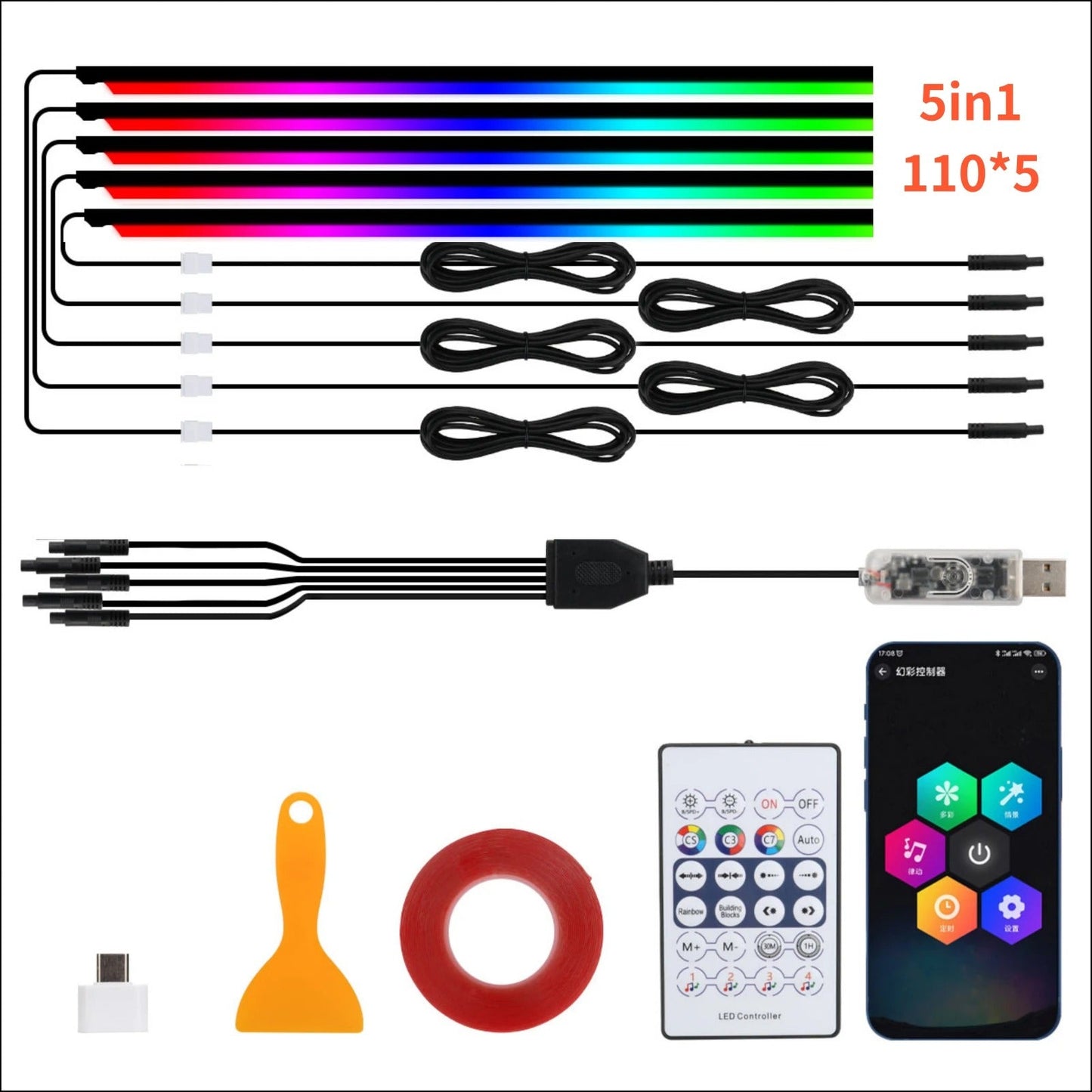 DazzleStore Kumandalı Araba İçi Neon